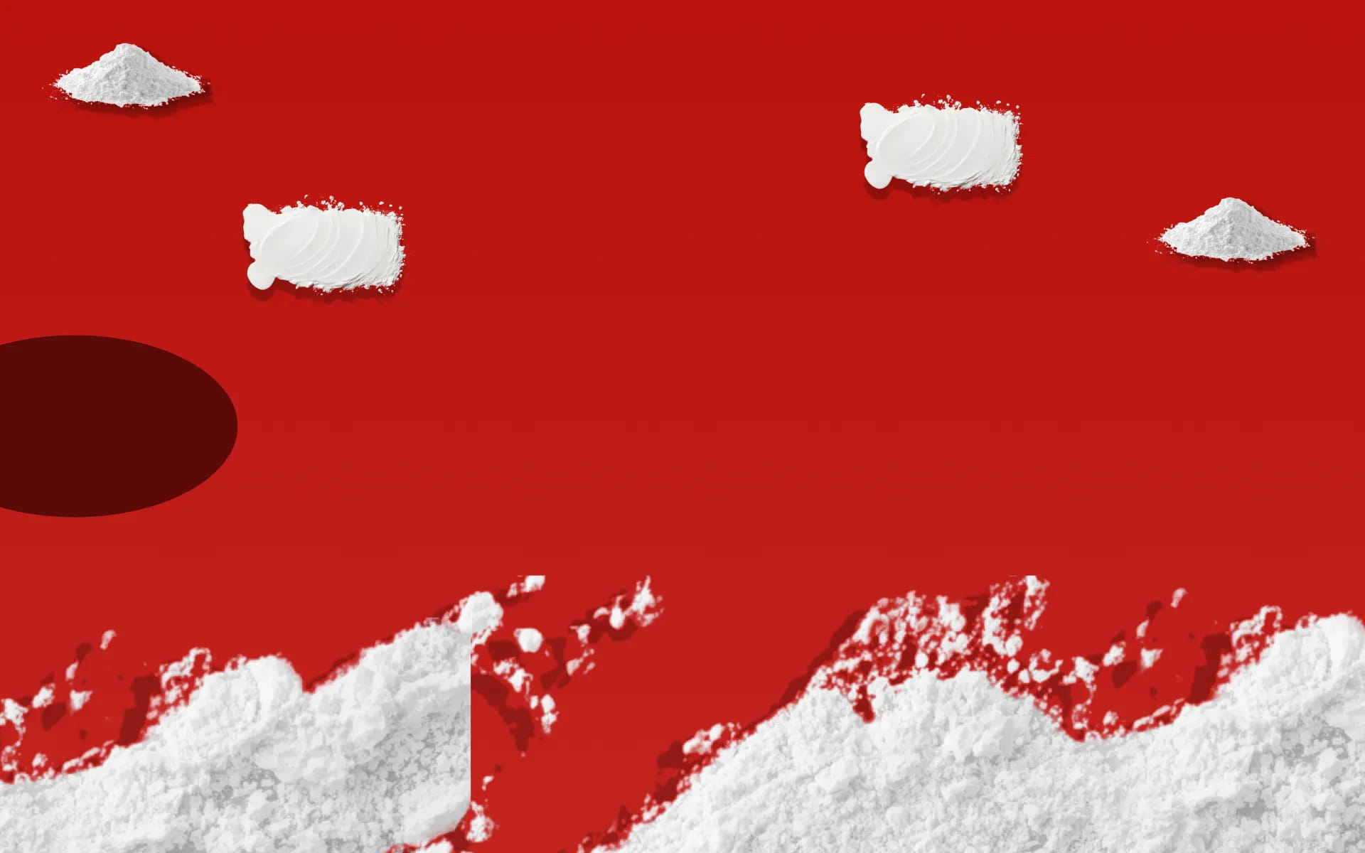 피자 베이스에 토마토 소스를 발린 배경